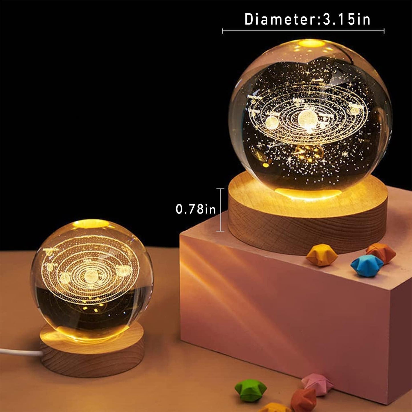 3D Galaxy Crystal Ball Night Light