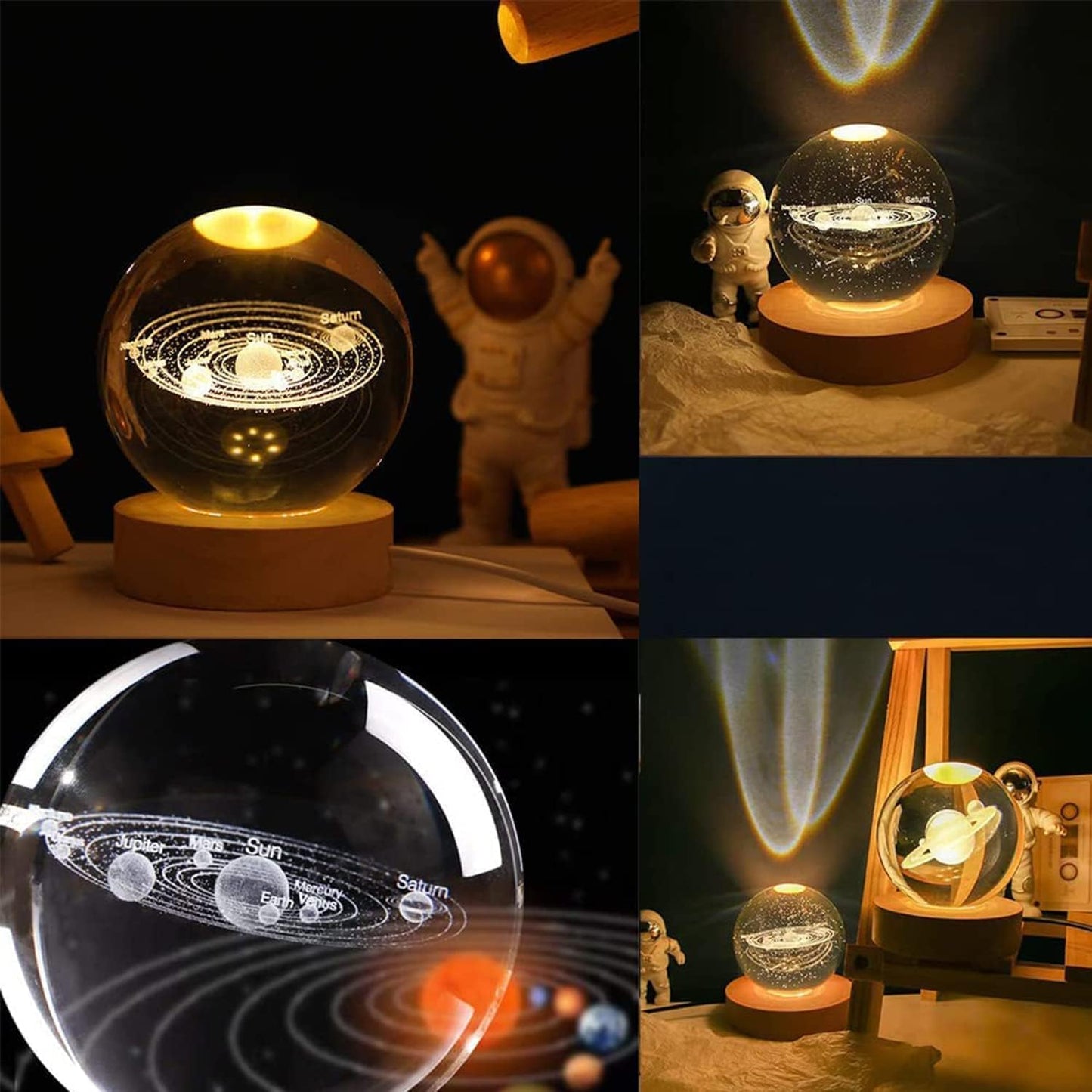 3D Galaxy Crystal Ball Night Light